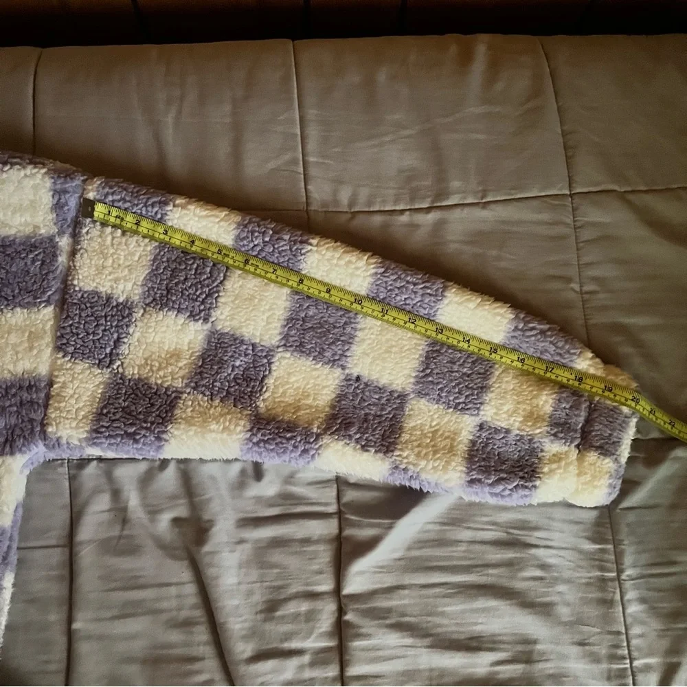 🎉HP🎉 SO Cozy Purple Checkered Fleece Pullover - Picture 12 of 13